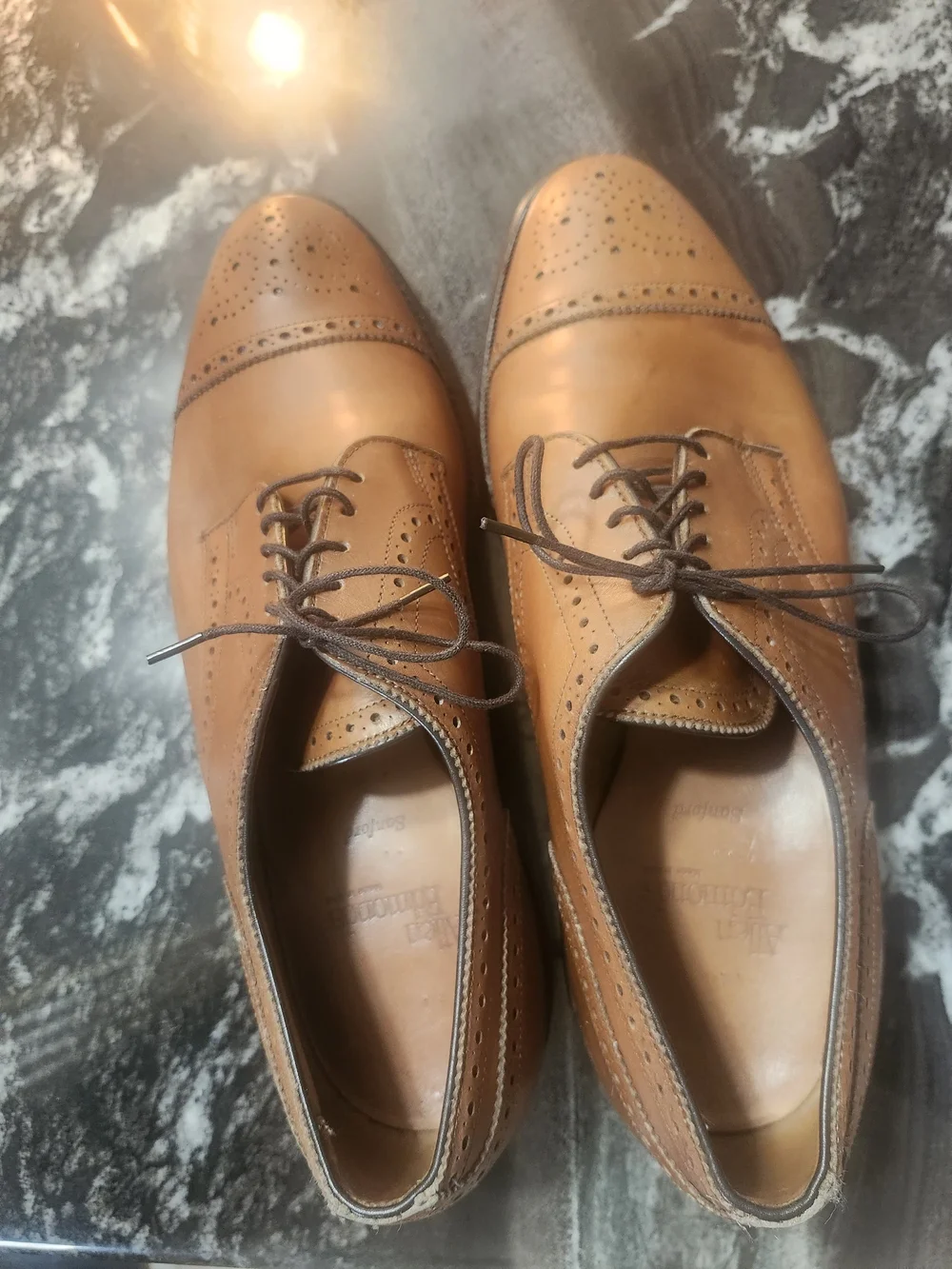 Allen Edmonds Tan Brogue Cap-Toe Oxfords - Picture 2 of 5